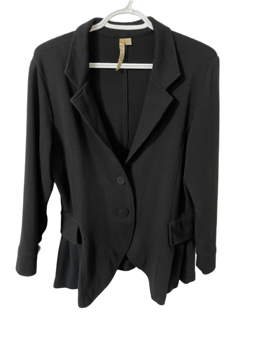 Comfy USA Black Blazer With Ruffle Hem Size XL